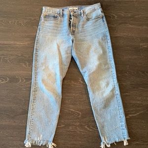 Levi Wedgie light washed distressed jeans